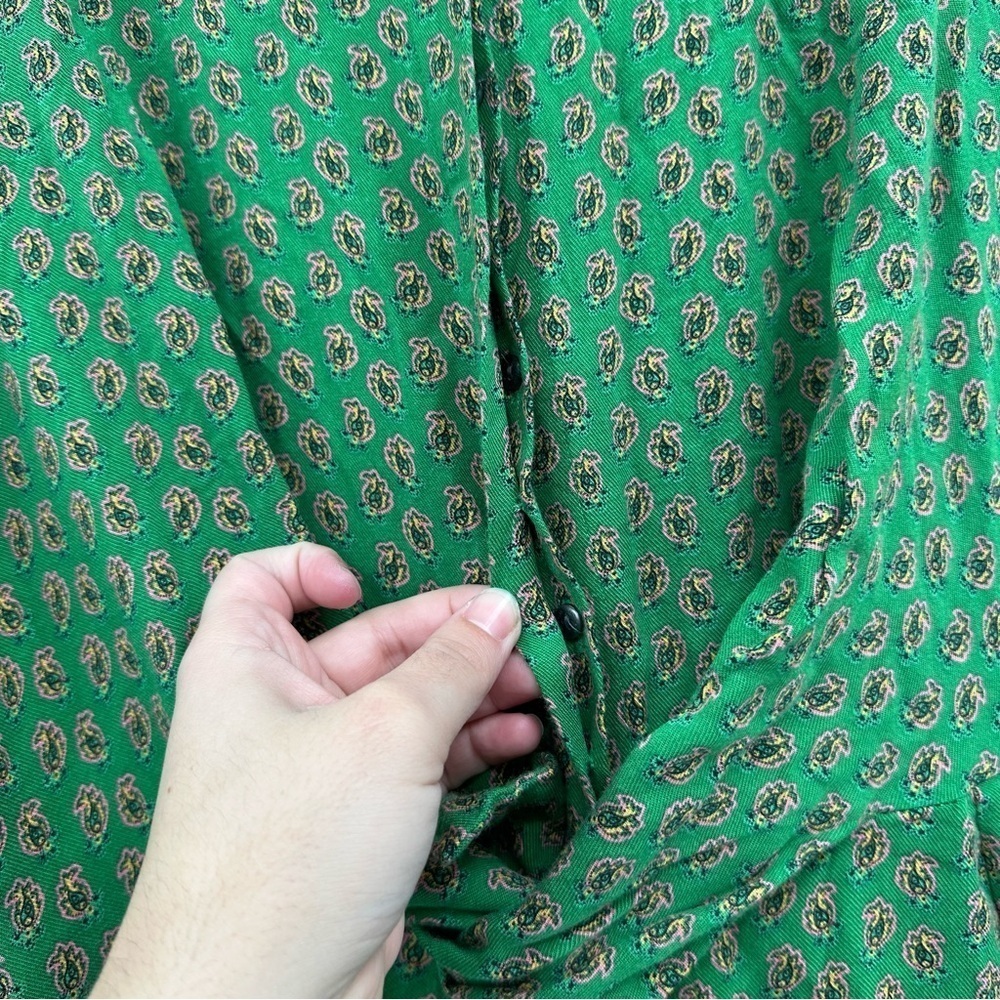 SCOTCH & SODA Size L Tie Front Jumpsuit Kelly Green Paisley Bamboo Beach Romper - Picture 10 of 10